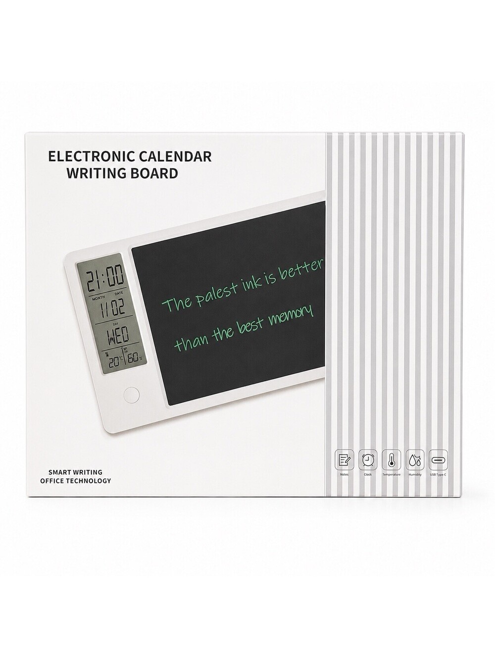 Electronic Calendar LCD Writing Board Notes Clock Temp Humidity New In Box
